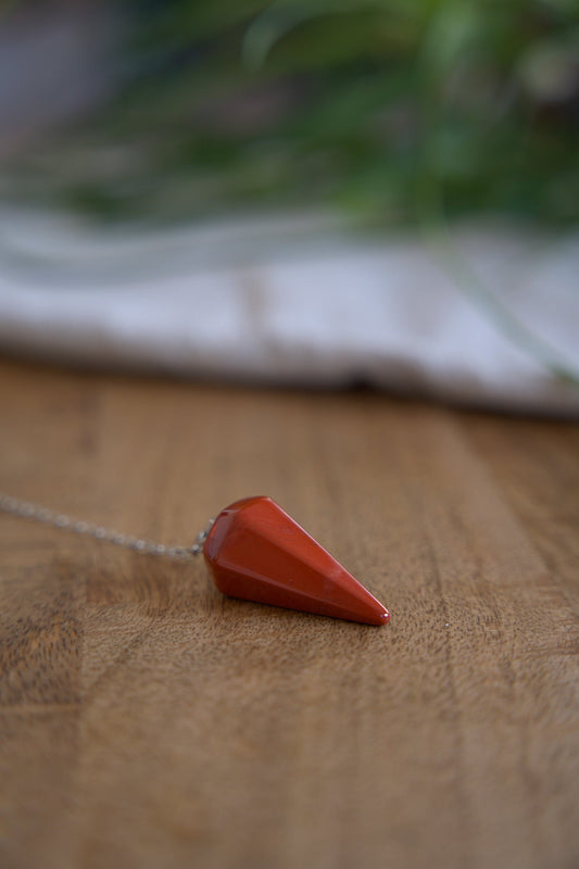 Rode Jaspis Diamant Pendel Pendels
